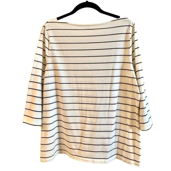 MERONA, WOMENS, BOAT NECK,3/4 SLEEVE TOP. WHITE WITH A THIN LINE STRIPE.SIZE XXL - Picture 3 of 5